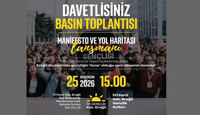 İYİ Parti Kdz. Ereğli Gençlik Kolları Manifesto ve Yol Haritasını Açıklıyor